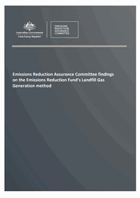 Emissions Reduction Assurance Committee findings on the Emissions Reduction Fund’s Landfill Gas Generation method